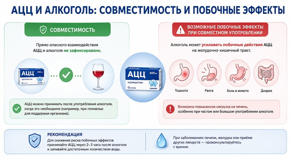 совместимость ацц и алкоголя