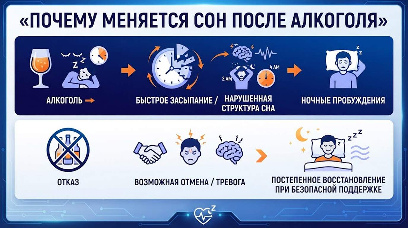 Инфографика: Почему меняется сон после алкоголя
