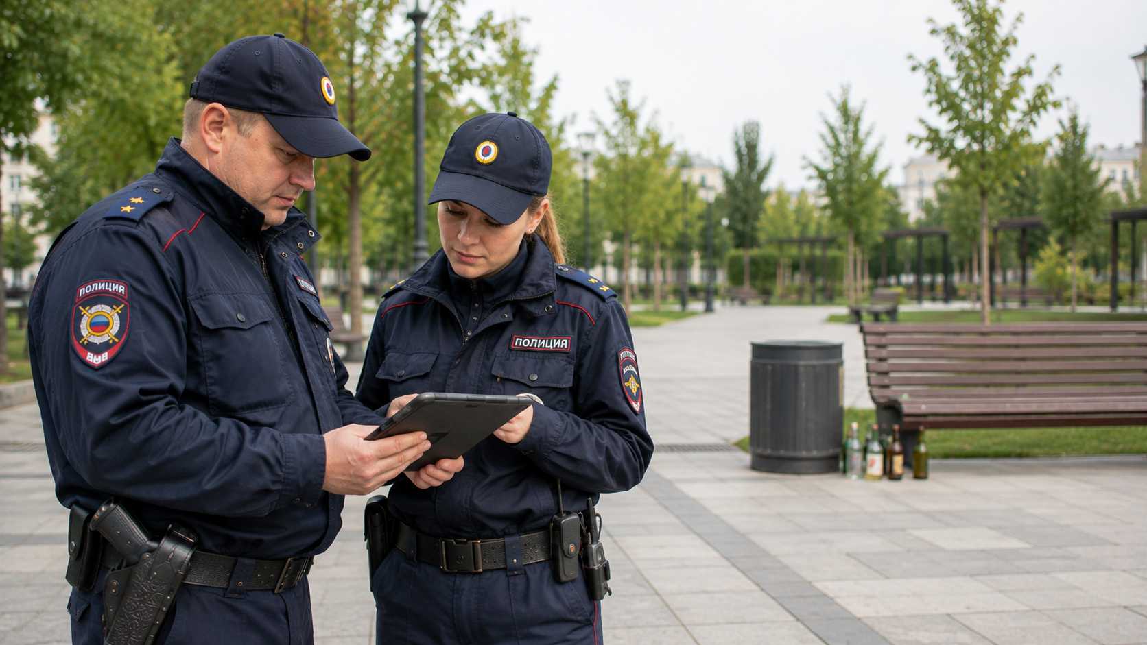 Сотрудники полиции контролируют соблюдение правил употребления алкоголя в общественных местах